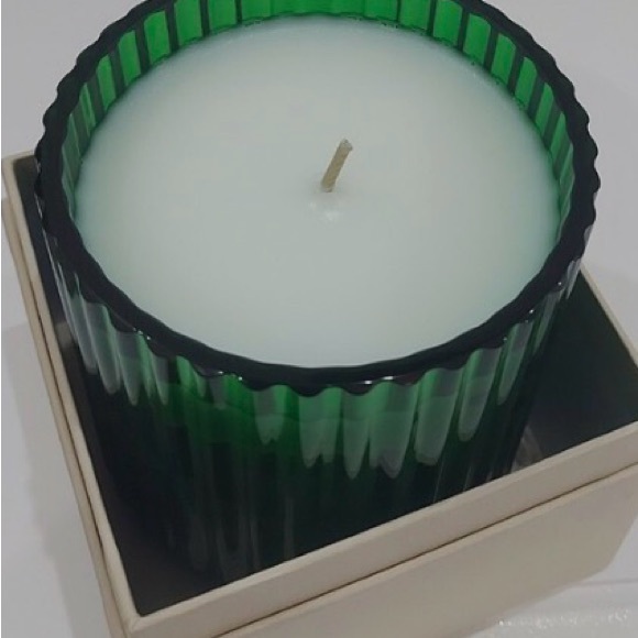 Rolex Green Glass Ribbed Candle - Picture 1 of 3